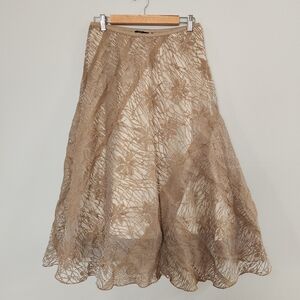 90s/Y2K Nic + Zoe Grunge Statement Burnout Sheer Overlay Midi Skirt Size 8